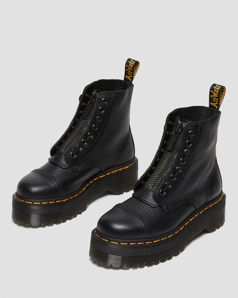 Dr Martens Sinclair Milled Nappa Leren Platform Laarzen Dames Zwart | NL 523PJJ